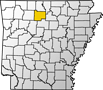 Map showing Searcy County location within the state of Arkansas