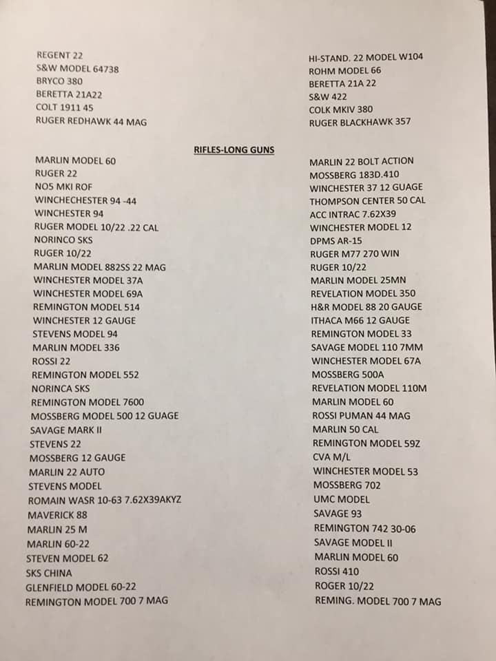 gun list for auction, page 2