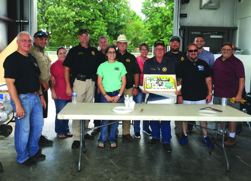 Farm Bureau Agent Woodie Methvin, Wildlife Officer Ken Wilson, Amy Horton, Marshall Police Chief Lang Holland, Deputy Lt. Billy Cordell, Brenda Pierce, Chief Deputy Dewayne Pierce, Susan Halsted, Searcy County Sheriff Kenny Cassell, Probation and Parole Officer Cody Cassell, Deputy Sgt. Kevin Trammell, Deputy Prosecutor Benjamin Fruehauf IV and Farm Bureau Agency Manager Shane McElroy.