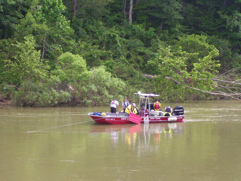 Dive team boat out on the water