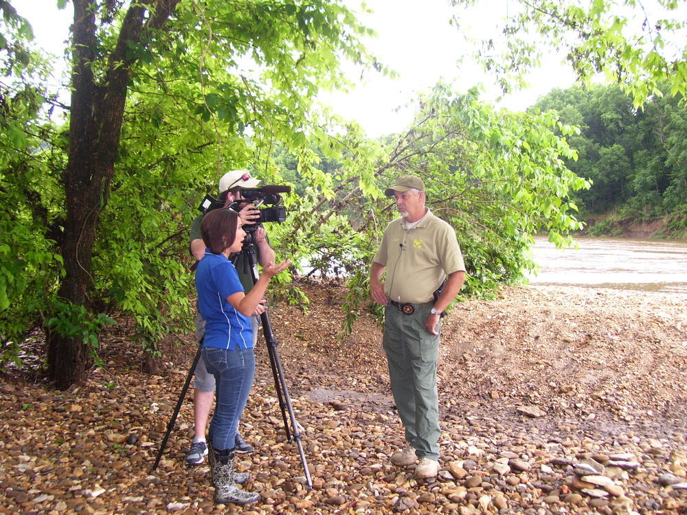 Officer being interviewed on camera