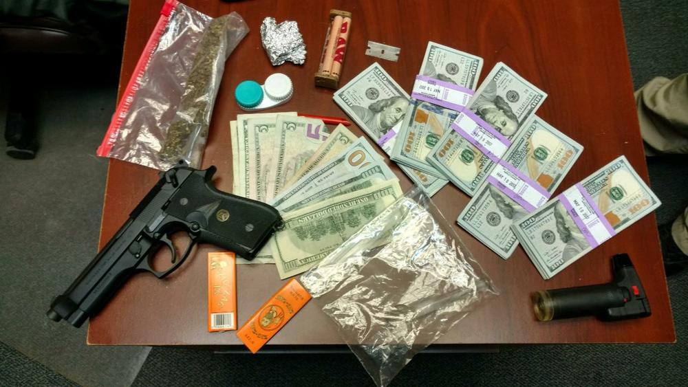 money, paraphernalia, drugs and firearm